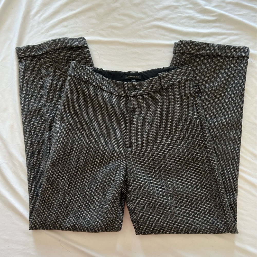 Banana Republic Wool/Cotton Blend Tweed Straight Leg Pants - Sz 8